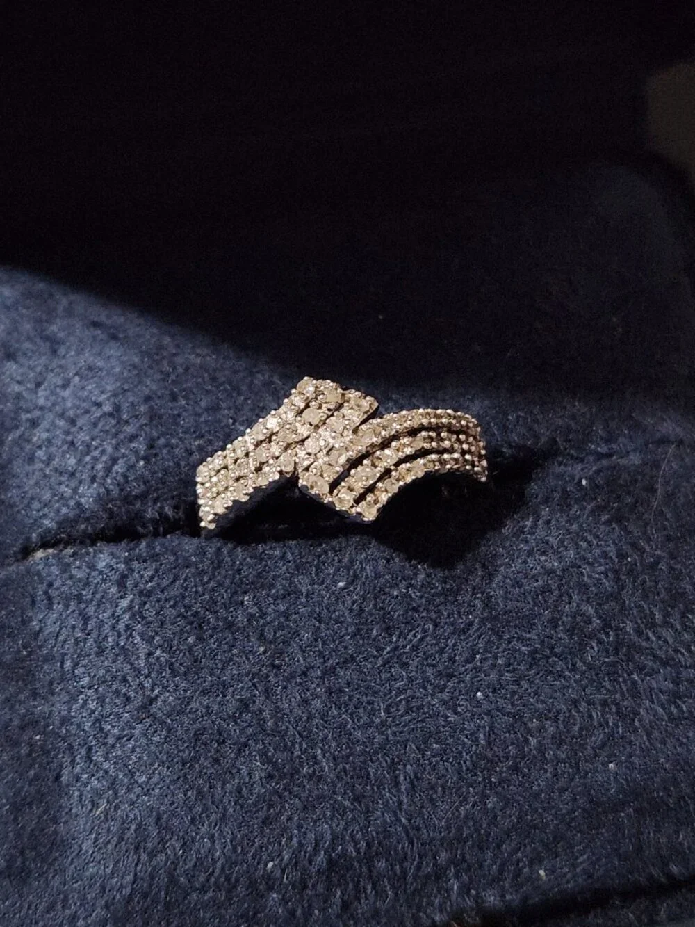 See VID VTG .65ctw Natural Diamonds Crossover Knot 925 Silver Ring Sz 7.25